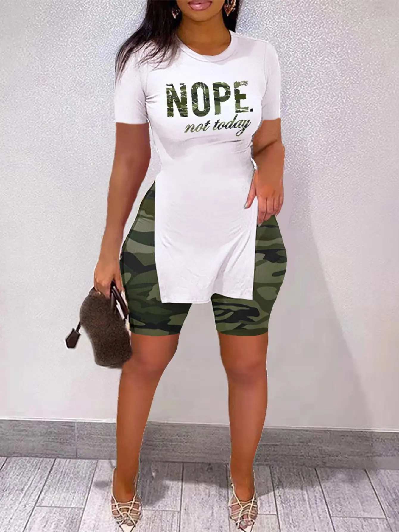 Women's Shorts Sets 2023 Summer Ladies Two Piece Sets Solid Color Short