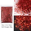ถุง 50 กรัม ซีรีส์ทอง-เงิน เลื่อมผสมขนาดใหญ่ - สีแดงเข้ม 15