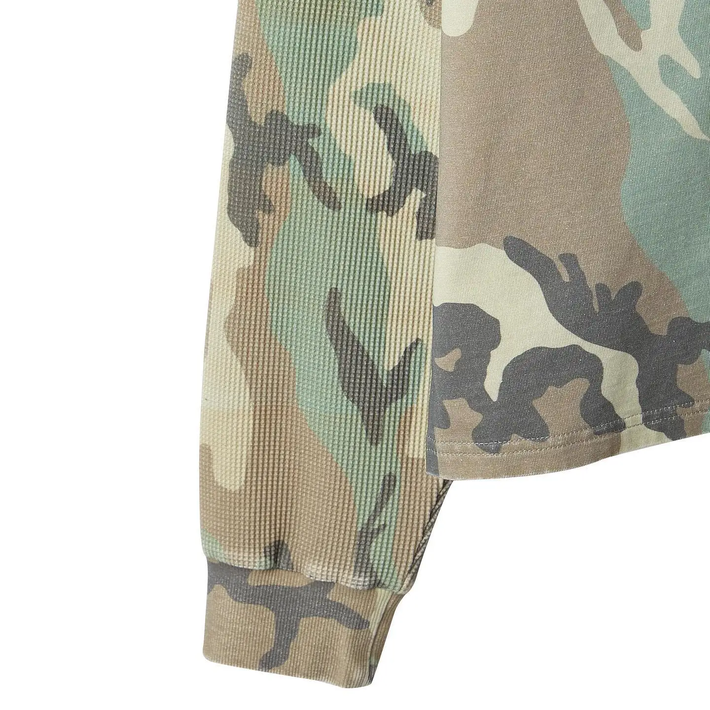 Custom Screen Printed Tshirt Heavy Cotton Knitted Camo Tee Camouflage Thermal T Shirts Double Layer Long Sleeve T-shirts for Men gallery 4