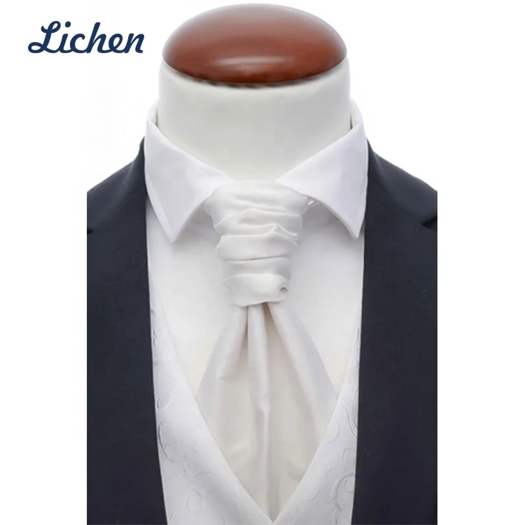 Funny Solid Color Polyester Men Custom Logo Ascot Cravat for Sale