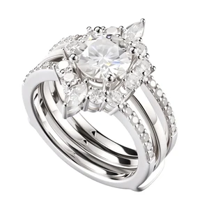 Custom Fine Jewelry Female Couple Diamond Ring Set 925 Sterling Silver Platinum Luxury Engagement Moissanite Ring for Lovers