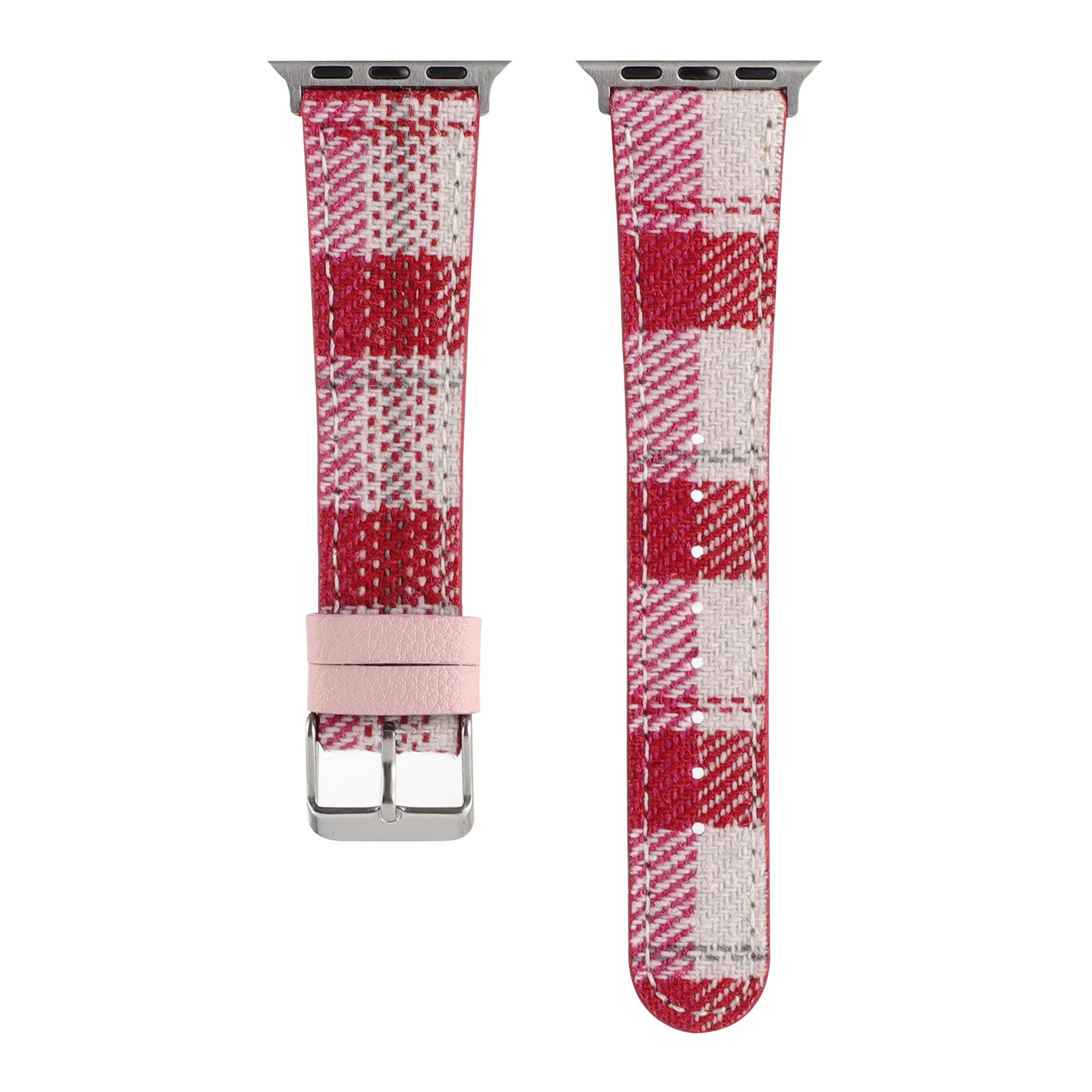 Retro Style Smart Watch Band for Ladies Breathable Leather Plaid Watch Straps Compatible with for Apple Watch Ultra 2