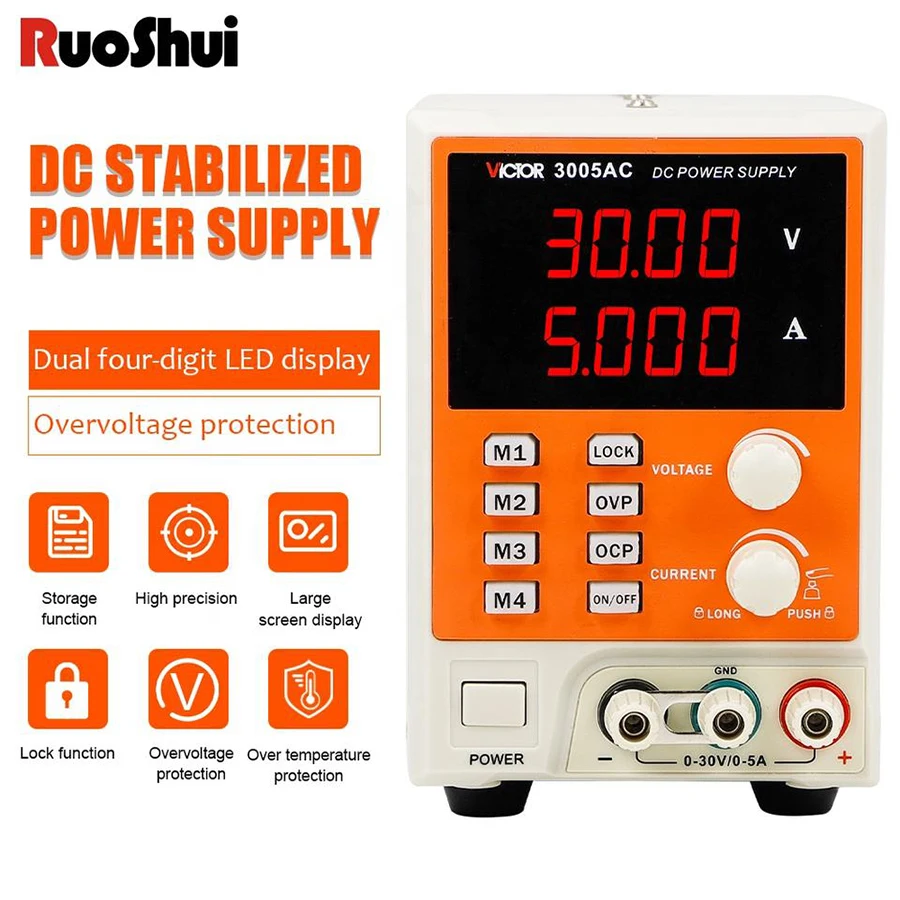 VICTOR 3005AC Program Control Smart Switching  DC Power Supply Stabilized 30V 5A Adjustable With OVP OCP with 4 Group Data Store