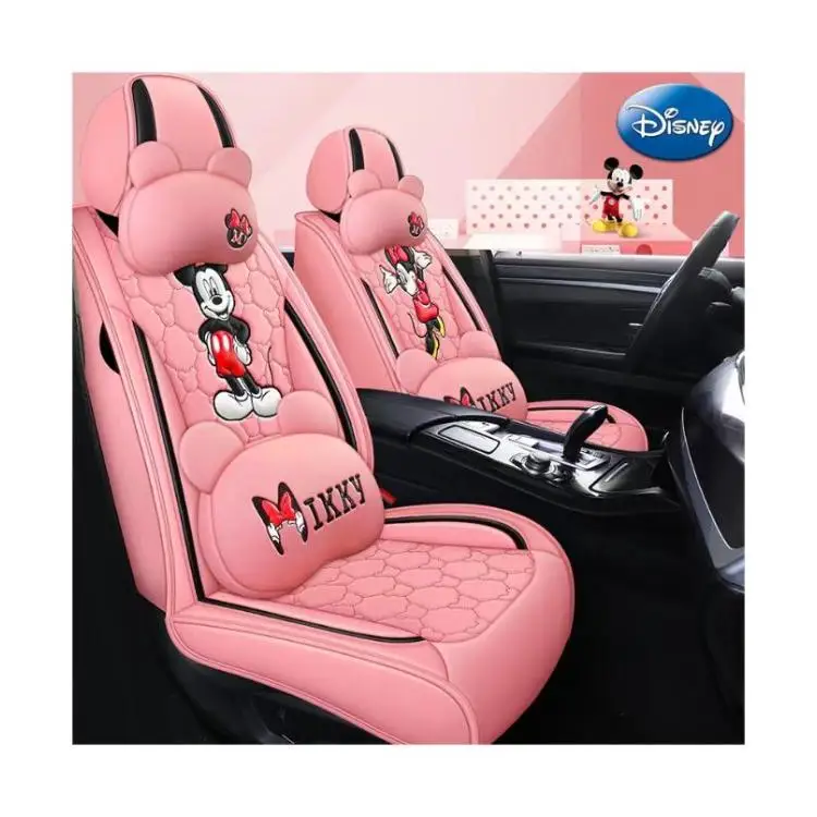 Lulu AnK1 Black Mickey Mouse Full Set Leather Car Seat Covers 5-seat Carton  Girly Cute Car Seat Covers for Flax Fur Hyundai - Main Image