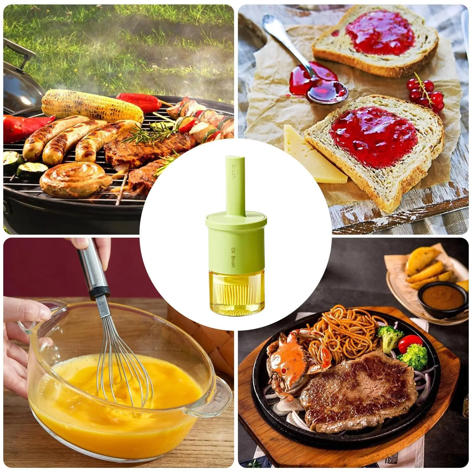2 in 1 Kitchen High Temperature Resistant Pot Container Spill-proof Container Edible Oil Dispenser Bottle With Brush