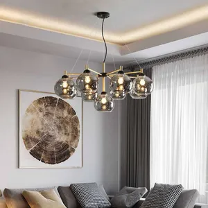JACKSUN Post-modern Light Luxury Glass E27 Chandelier Adjustable Height Dining Living Room Lights Nordic