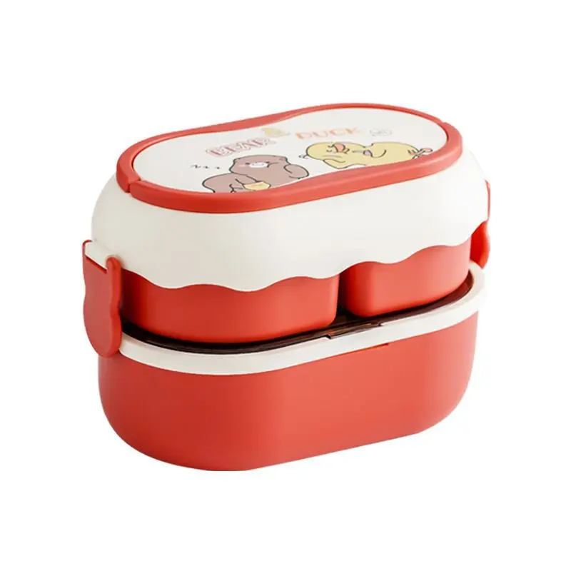 Wholesale Cute double layer cartoon Stainless steel insulated lunch box for  kids 1800ml plastic lunch box with soup bowl wholesale From m.