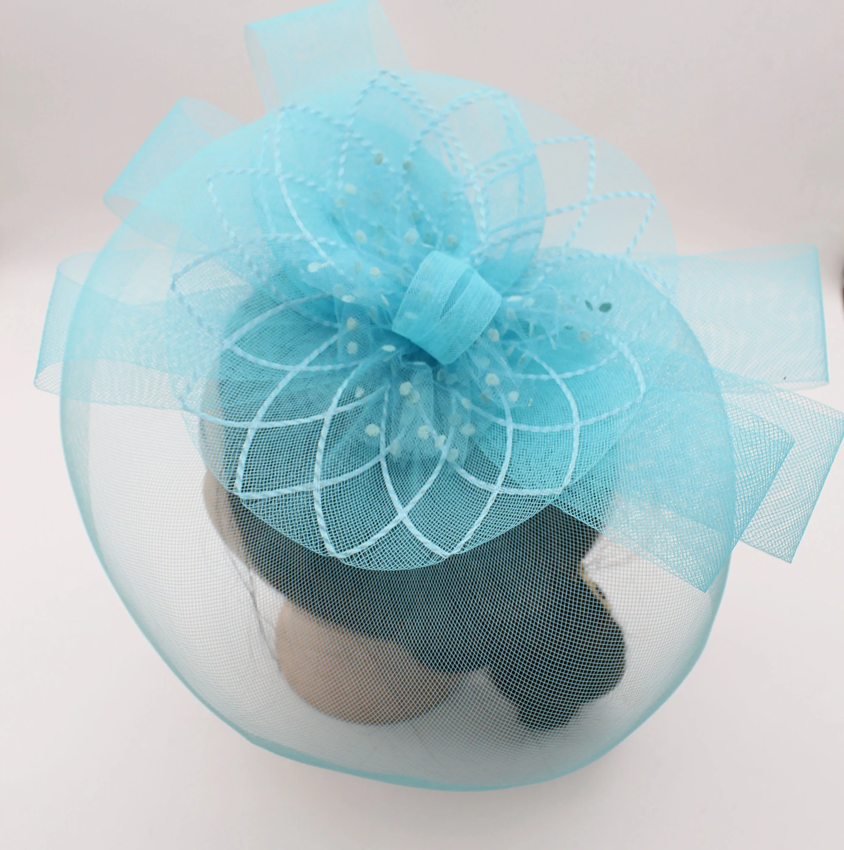 Blue Fashion Style Wedding Party Mesh Headband Hairwear Fascinator Pillbox Hat For Women