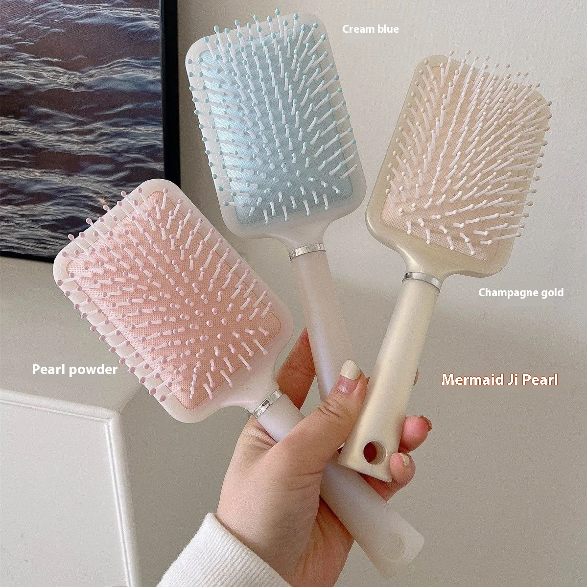 Mermaid Princess Airbag Comb for Girls Portable Fluffy Heart Hairbrush with Large Massage Air Cushion Board for Daily Use