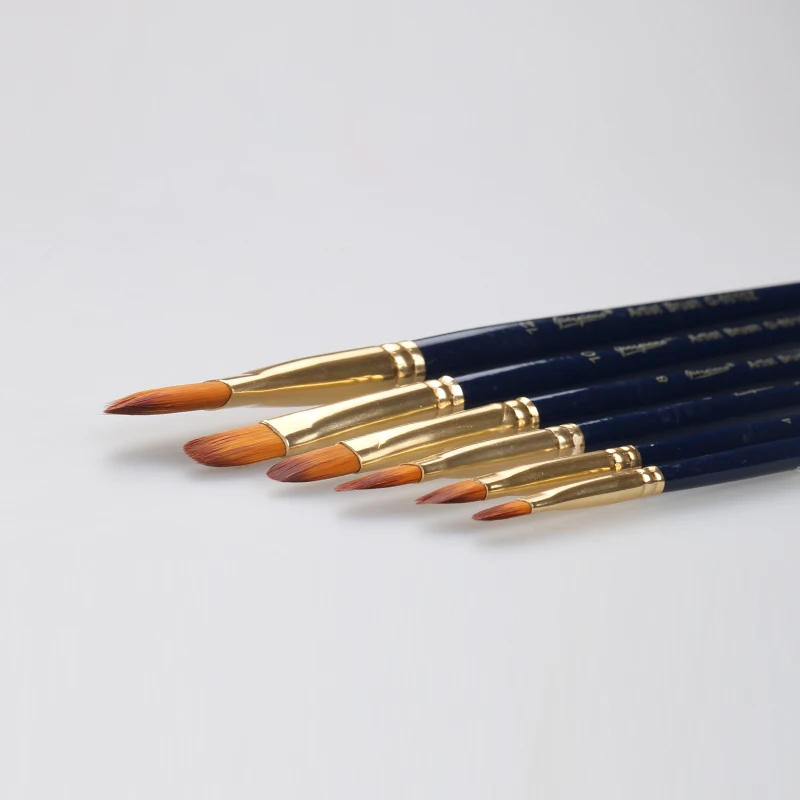 Giorgione 6 шт. синтетические волосы фиберта желтые алюминиевые наконечники деревянная ручка набор кистей для пейнтбола с