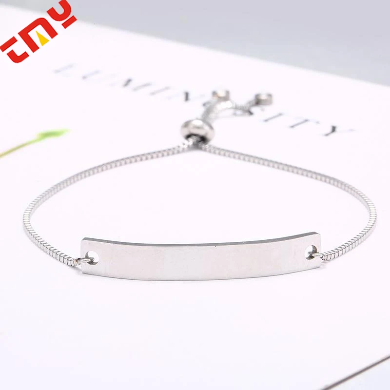 Engraved Adjust DIY Blank Custom Logo Handmade Friendship Wristband Stainless Steel Woven Bracelet for Promotion Gift