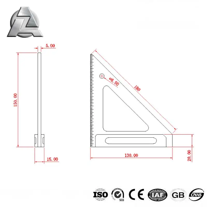 Анодированный алюминий деревообрабатывающие маркировочные инструменты ручной работы точный измеритель плотника треугольная линейка для столярных