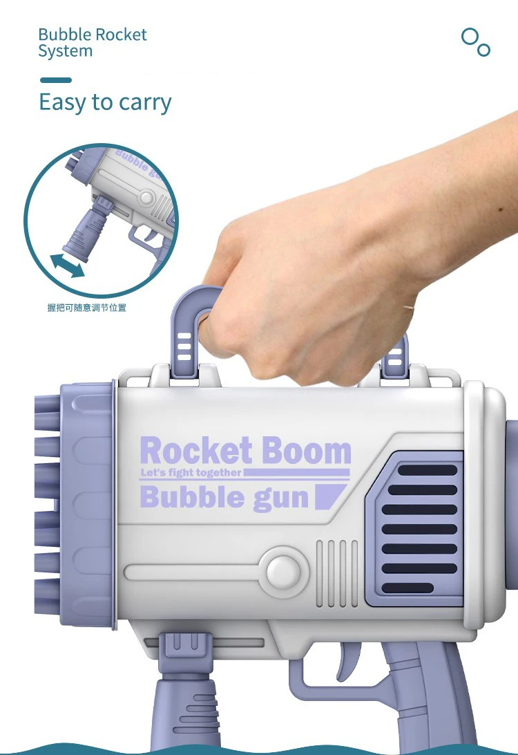 
Summer Toy Automatic Bubbles Maker Amazon Best Selling Oversized 44 Hole Rocket Launcher Bubble Machine For Kids 