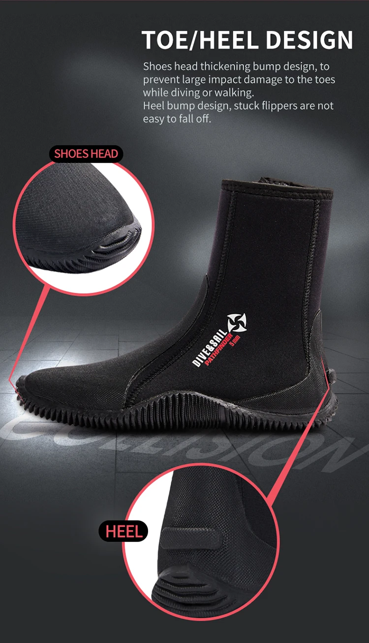 Dive&sail 5mm Neoprene Wetsuit Shoes Waterproof High Cut Neoprene