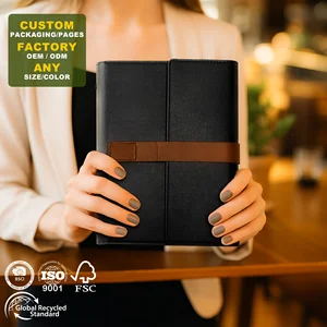 Journal A6 Luxury PU Leather Customized Logo Planner Zipper Pocket Wholesale Loose Leaf Diary Ring Binder Business Gift Notebook