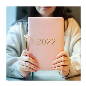 2022 School Stationery Wholesale Customised A5 Notebook Custom PU Leather Planner with 312 Pages Pink Cheap Diary for Girls