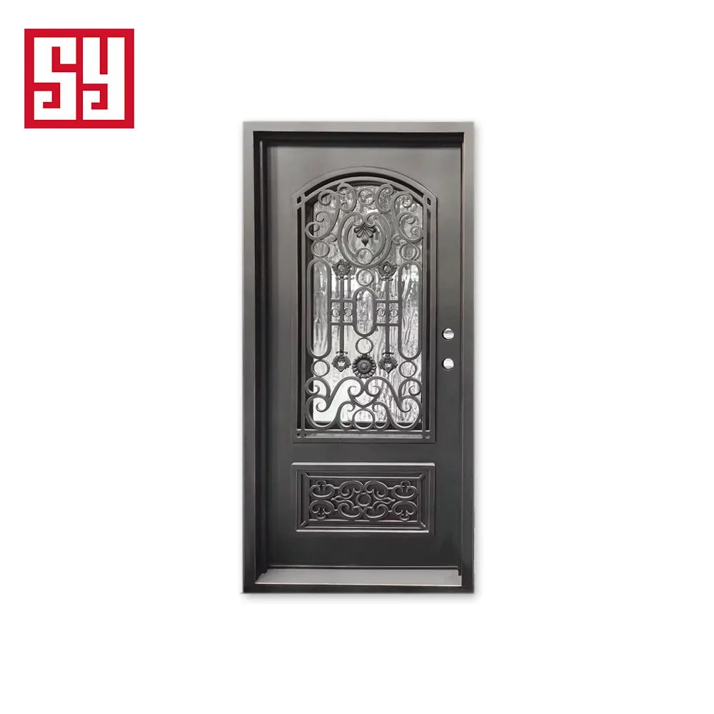US Wholesale Customized Wrought Iron Door Steel Main Double Exterior Door