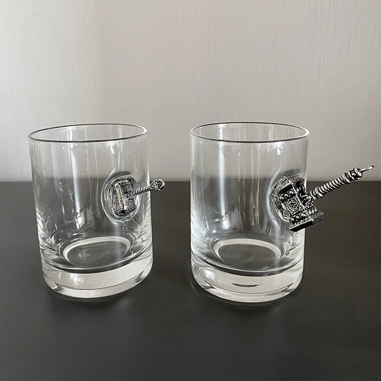 Pair of Bubble Base Whisky Glasses With Volkswagen Campervan Design 