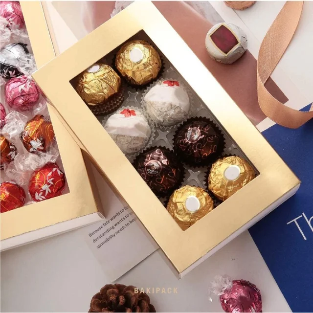 Chocolate Cookie Candy Bread Plastic Window Paper Food Packing Packaging Bags Gift Box With Separator For Chocolate Bread