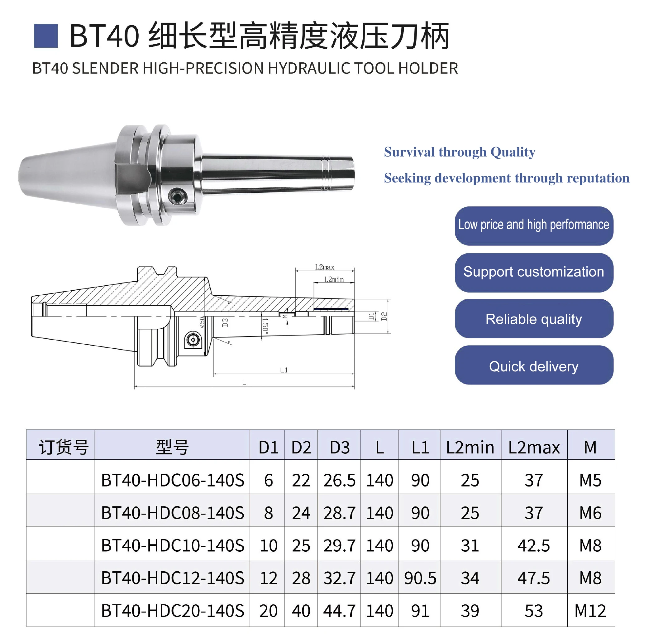 CNC Turning Machine Tool Holders Bt30 Bt40 Bt50 Hydraulic Tool Holder