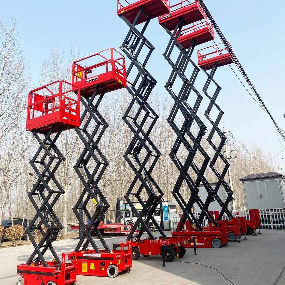 2024 New Mini Battery Powered Man Lift Hydraulic Auto Walking Self Propelled Scissor Lift Platform with Good Price