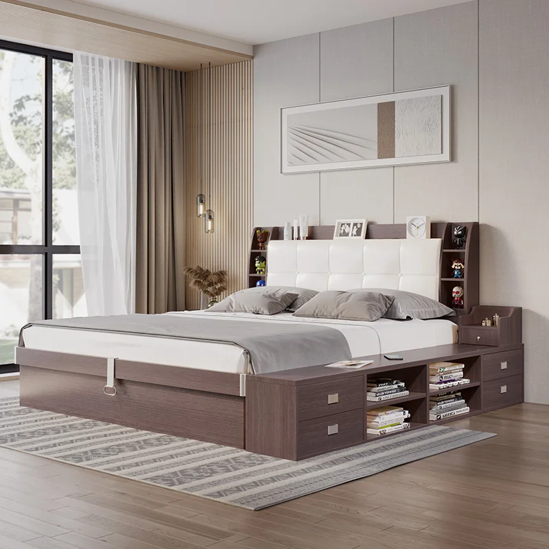 Modern Mdf Wood Bed Frame Couch Sofa Bed With Storage Bedroom Sets