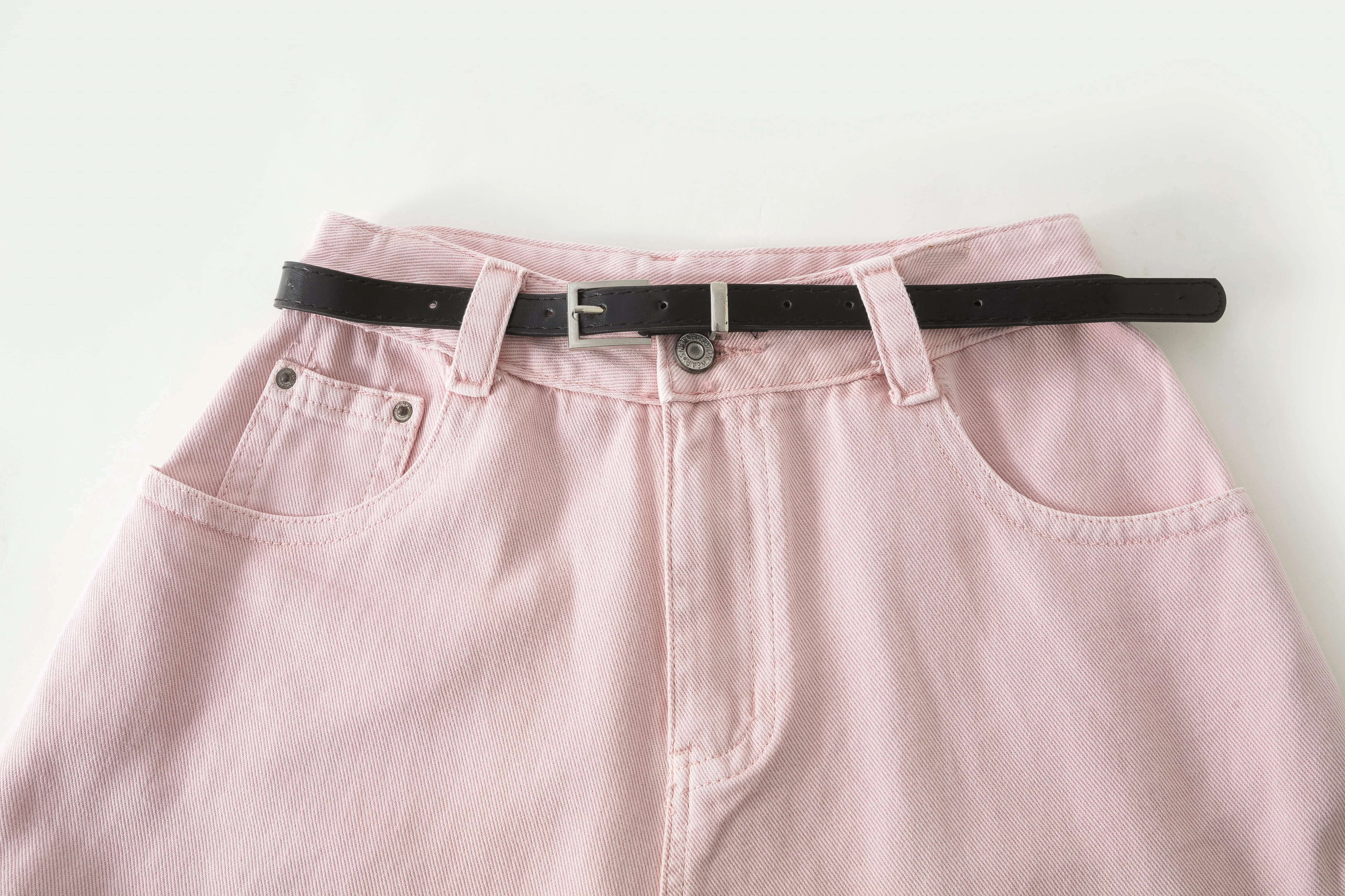 Clothing Manufacturers Color Washed Belt Ladies Custom Denim Pants Denim Shorts Women's Shorts Women Jeans