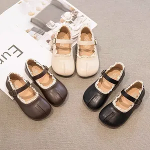 Fashion Children Spring Autumn Cow Leather Princess Wind Soft Soled Single Flat Shoes for Girls