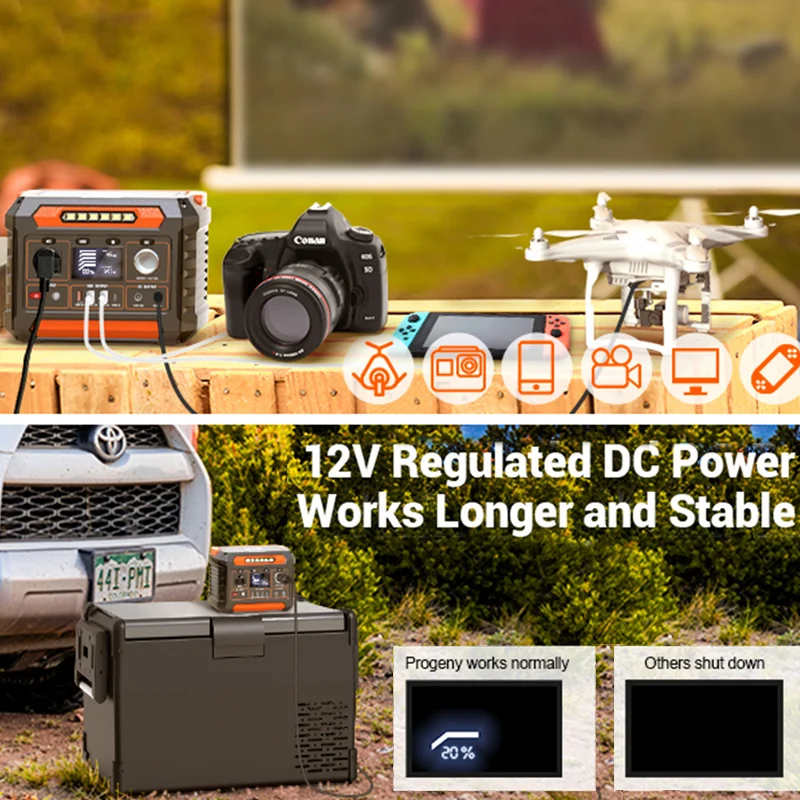 Customized Portable Solar Power Station Generator Multifunctional 100/220V AC Outlet 300W Rated Power with MPPT Controller