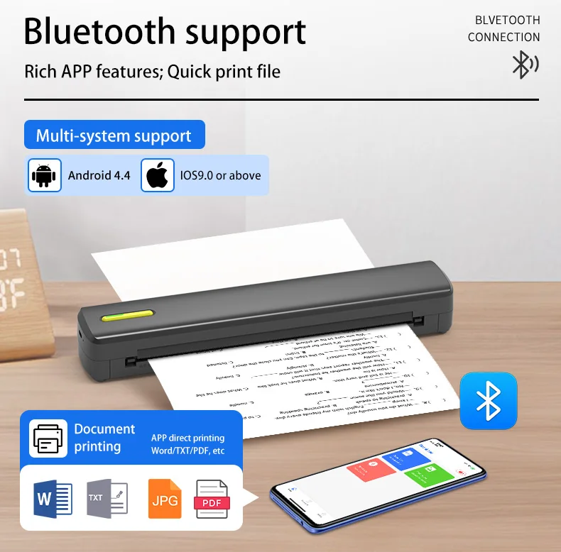 C80 ポータブルサーマルプリンター C80高速サーマルプリンター,青い歯/USBサーマルA4デスクトップ