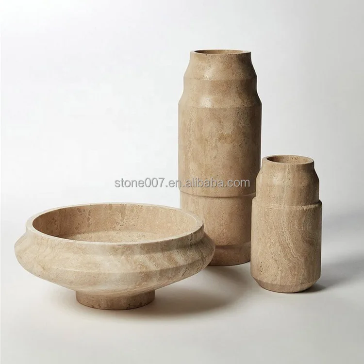OLegei Bol à Fruits Décoratif En Travertin Naturel Beige - Plateau 26cm Pour Cuisine Et Intérieur