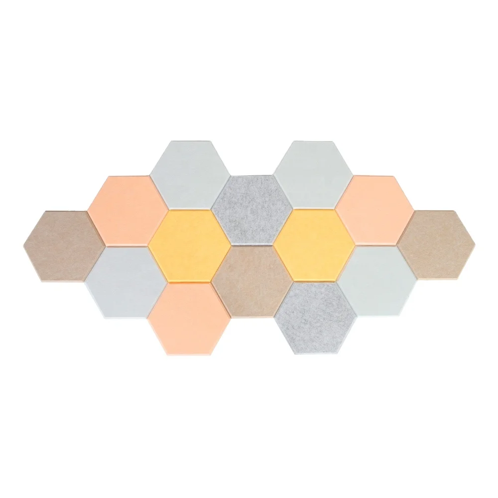 Decorative Soundproof Pet Panel Hexagon Shape Felt Acoustic Panels Polyester Acoustical Wall Panel