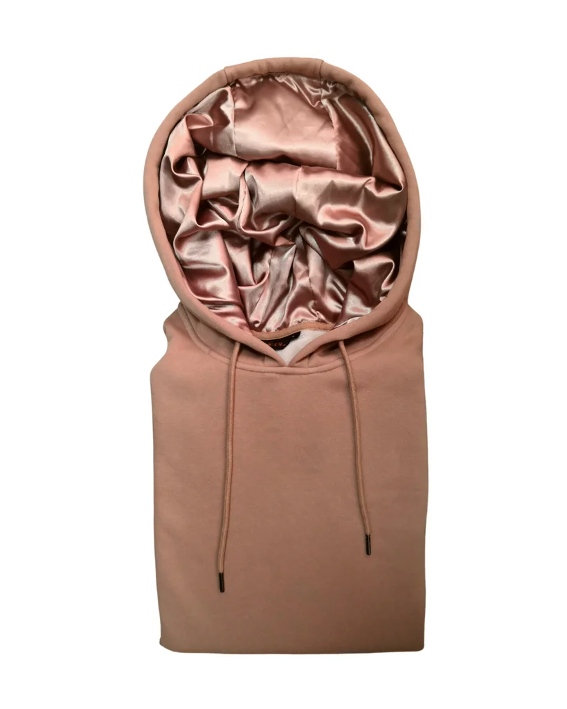 Silk Inside Hoodies Custom logo Embroidery Embossed Print Oversized Cotton Fleece Satin Lining Lined Hooded Hoodie Wholesale gallery 10