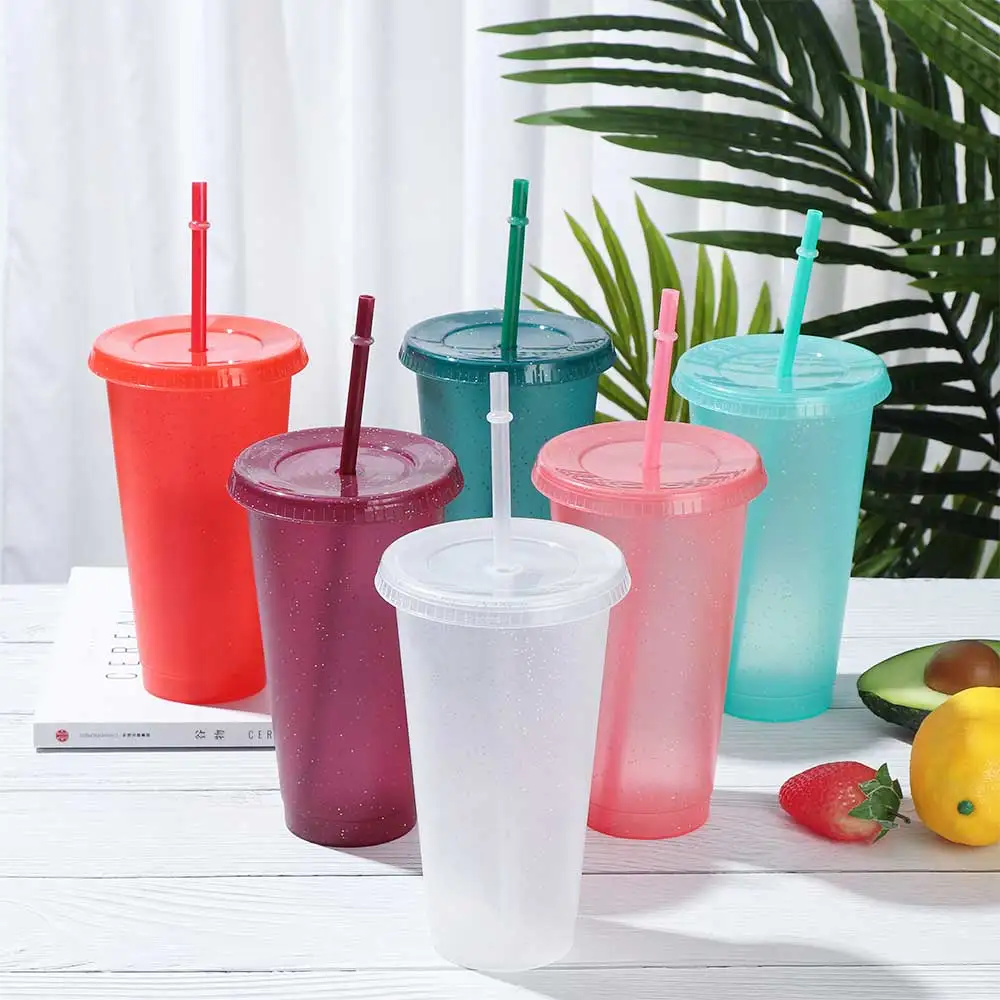 Color Changing Cups With Lids & Straws, 16 oz Plastic Cups With