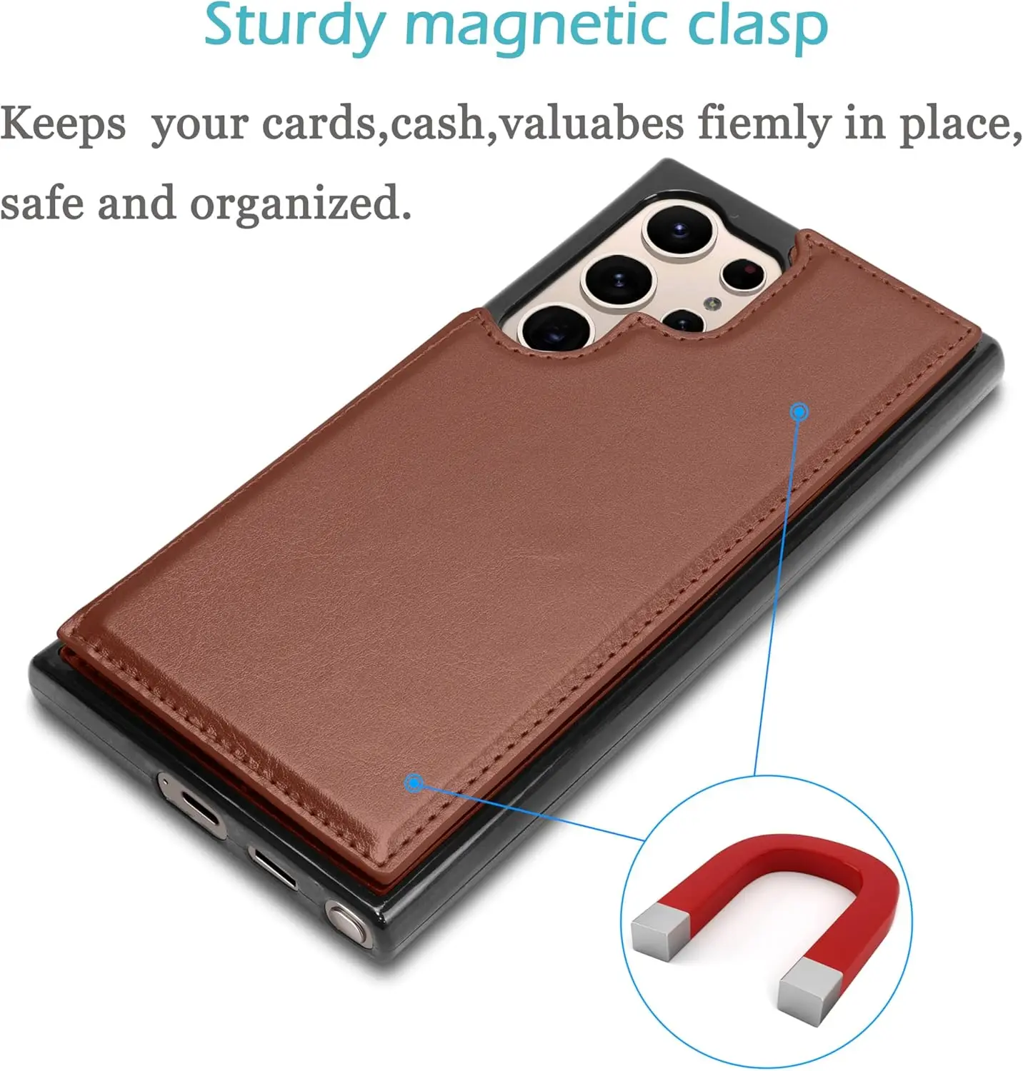 Case for Samsung Galaxy S24 Ultra Case Luxury PU Leather Card Holder Slots Magnetic Closure Kickstand Folio Flip Slim Protective manufacture