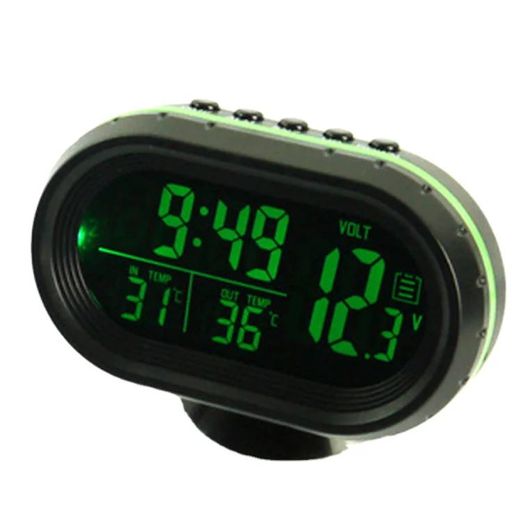 Auto LCD Digital Temperatur Thermometer Spannung Meter Monitor Uhr Alarm 12V-24V 