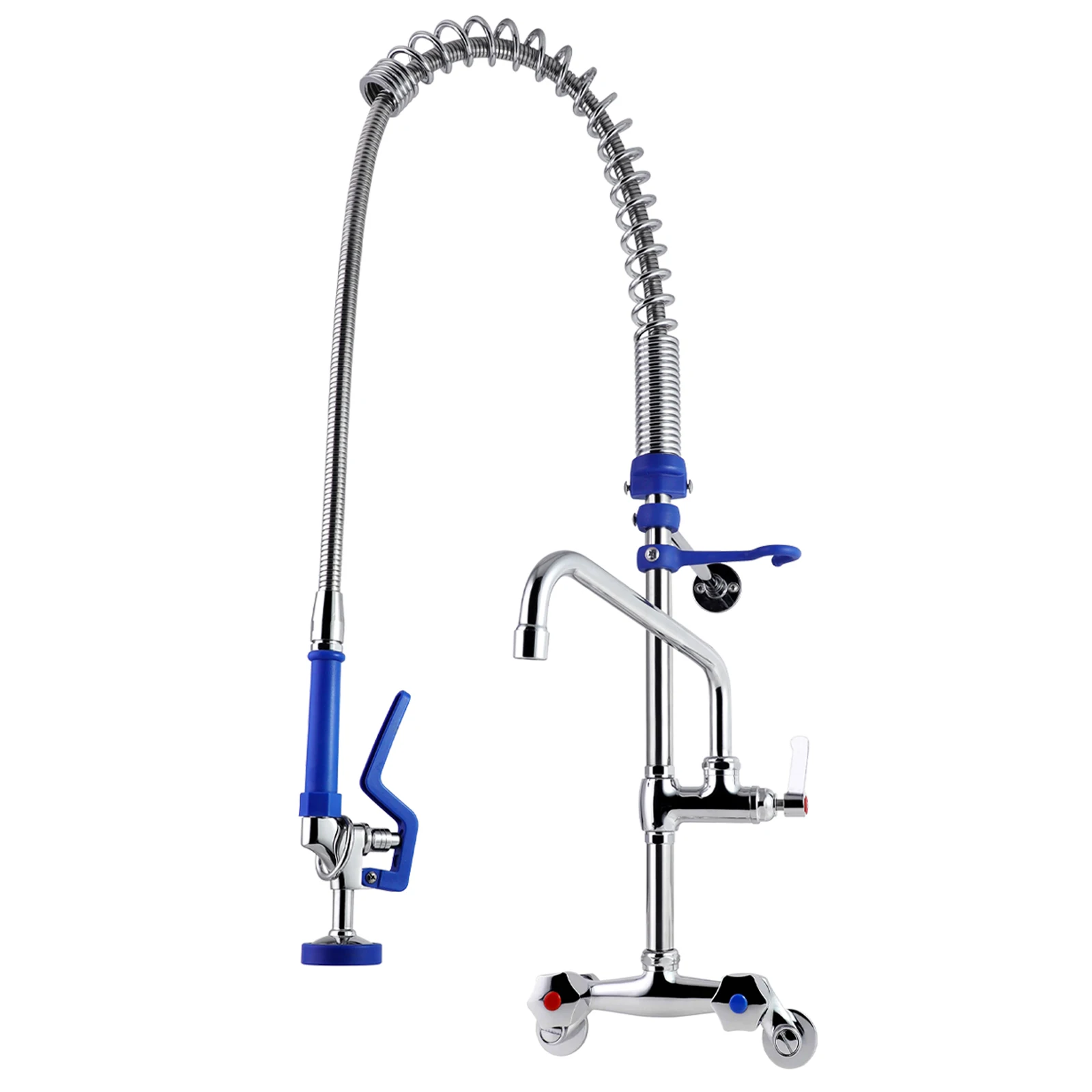 Dual Handle Kitchen Faucet with Short Type Spring Action Deck Mounted EasyInstall Ceramic Valve Core Adjustable Height 2 Holes manufacture