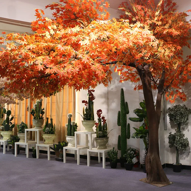 Japanischer Knstlicher Ahornbaum Hochwertige Simulation Fiberglas Innen-  und Auendekoration Groe Herbstrote Kunstbume Produkt Knstliche Pflanze