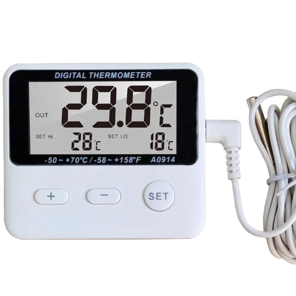 Digital Refrigerator Thermometer LCD Display Thermostat Oven Thermometer  Freezer Electronic Temperature Hygrometer with Probe for Vehicle Fish Tank