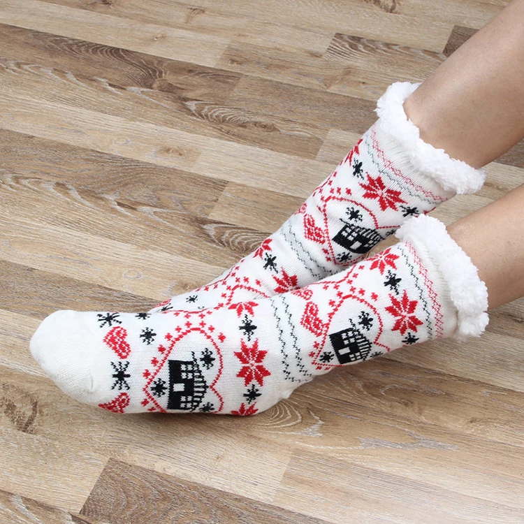 Kids Boys Girls Fuzzy Slipper Socks Soft Warm Thick Fleece Lined Christmas Stockings for Child Toddler Winter Home Socks