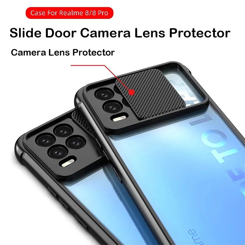 Slide Camera Lens Protection Phone Case for Oppo Reno 5 Pro Realme8 C12 C20 C3 5S 5i Back Cover Phone Case