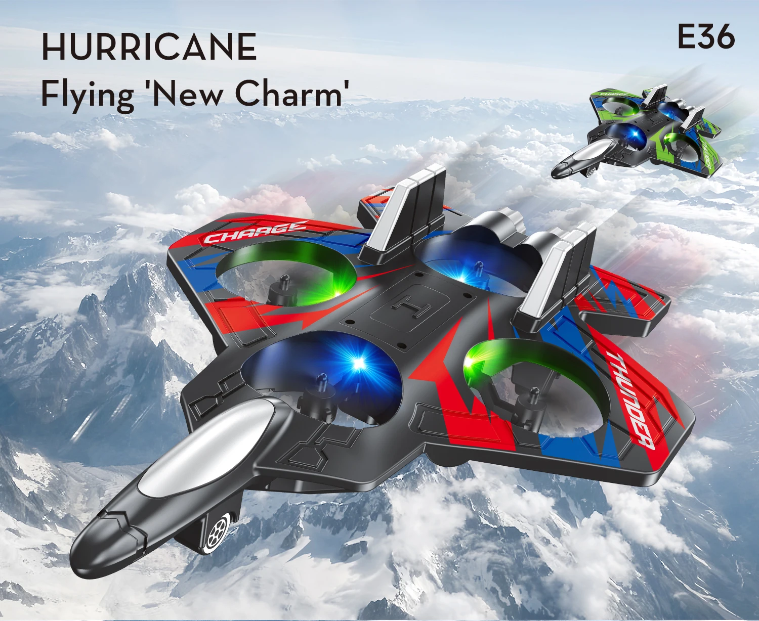 E36 2.4GHz Glider Remote Control RC Airplane Drones Headless Mode One Click Take off Mini Drone Plane Fighter