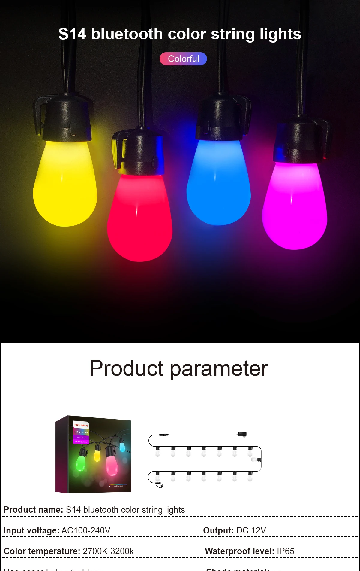 product 2024 new outdoor wireless rgb waterproof decorative light string oem wedding remote control decorative colorful light string-37