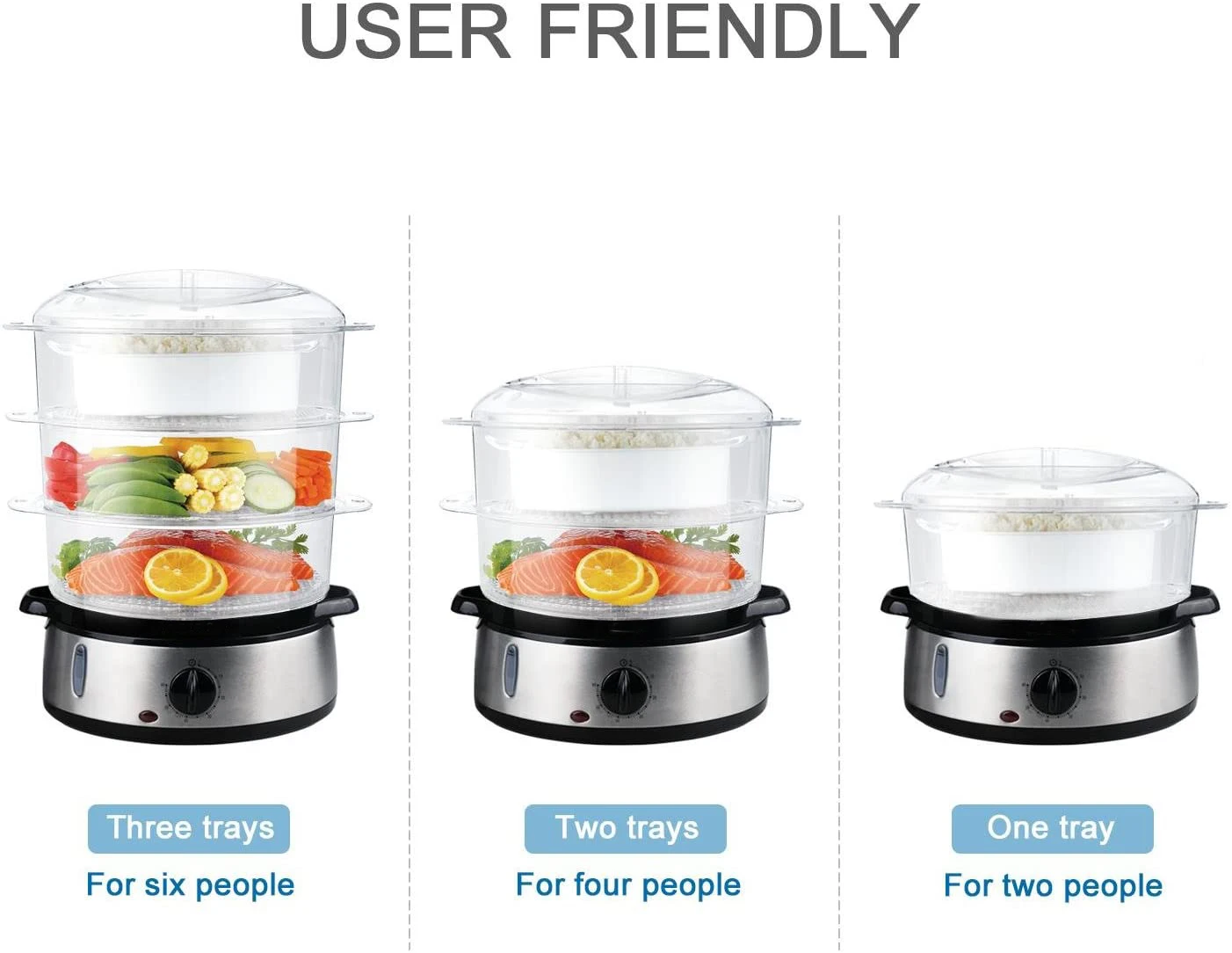 3 Tier Food Steamer,Electric Vegetable Steamer With Bpa Free Baskets