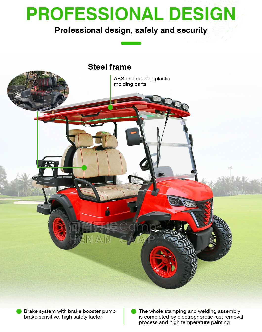 Camp High Quality Good Price Off Road Golf Cart Electric 4 Persons Gas ...