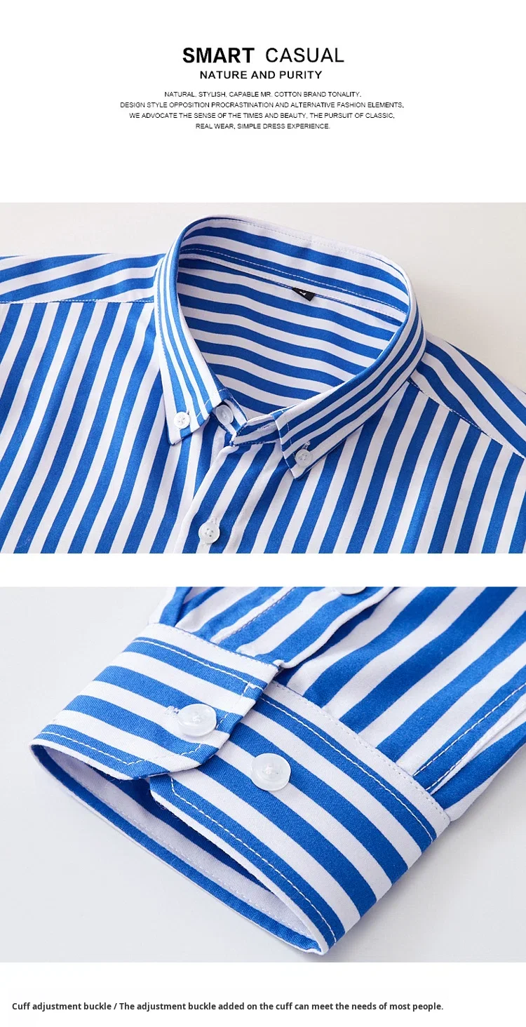 Men's Summer Japan Style Square Collar Striped Long Sleeve Polyester Casual Shirt Machine Washable Youth Fashion supplier