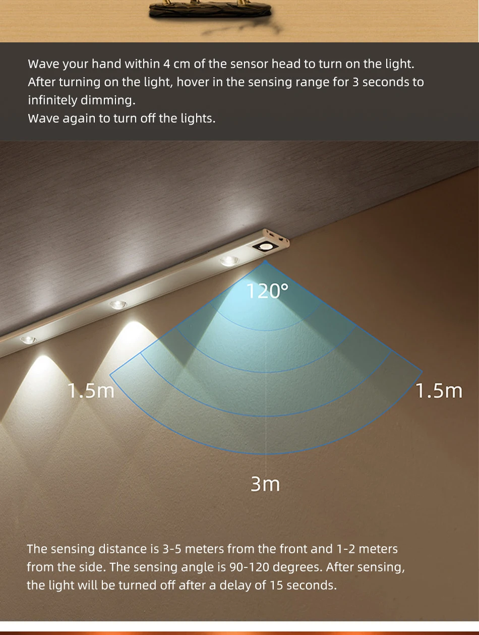 Usb Wireless Home Kitchen Motion Sensor Led Under