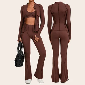 Custom Women Flare Pants Moisture Wicking Elastic Comfortable Sports Bra Gym Fitness Training Yoga Wear Set
