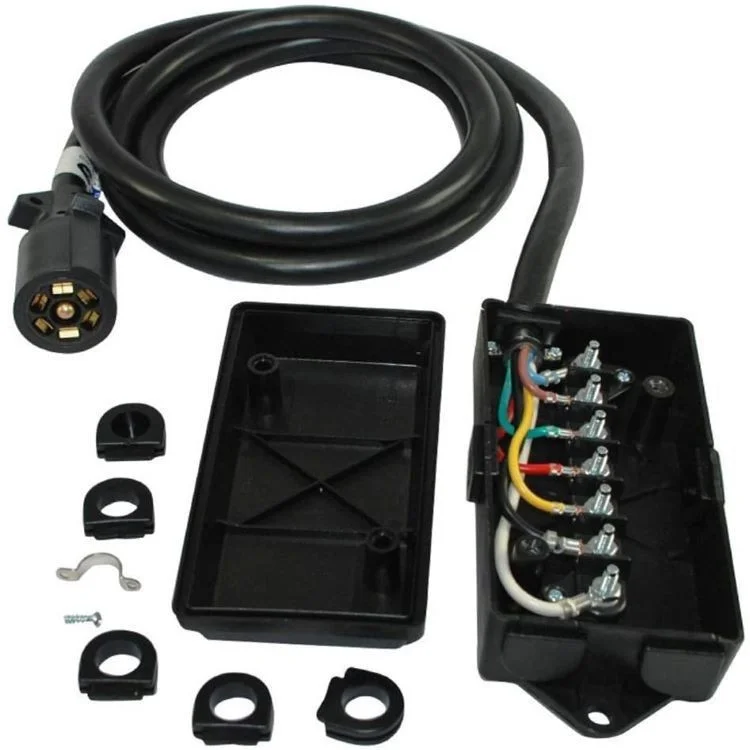 Latest Version 7-Pin Trailer Power Cable 6-Foot RV Blade Molded Wire Connector 7-Way 6-Pin Trailer Plug Wire Harness Kit