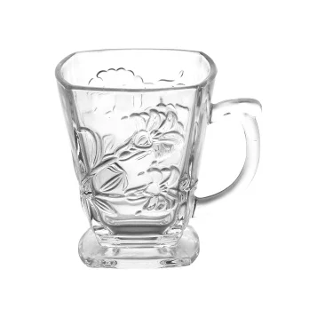 Roylex Indonesia Glass Coffee Tea Mug Tempered Glass Mugs Zb24 High White  clear Quality Can Be Color and Printed Custom logo